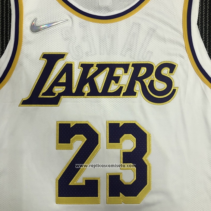 Camiseta Los Angeles Lakers LeBron James #23 Association Autentico Blanco